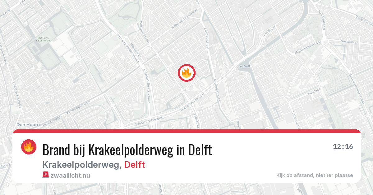 Brand bij Krakeelpolderweg in Delft — 13 feb 2026