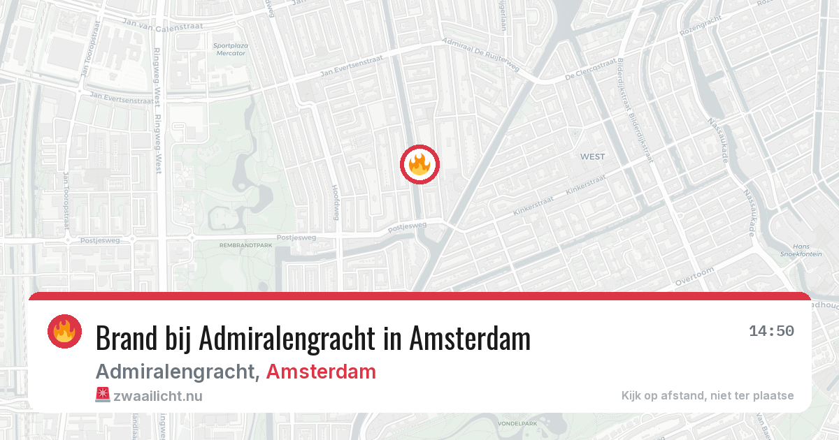 Brand bij Admiralengracht in Amsterdam — 18 mrt 2026