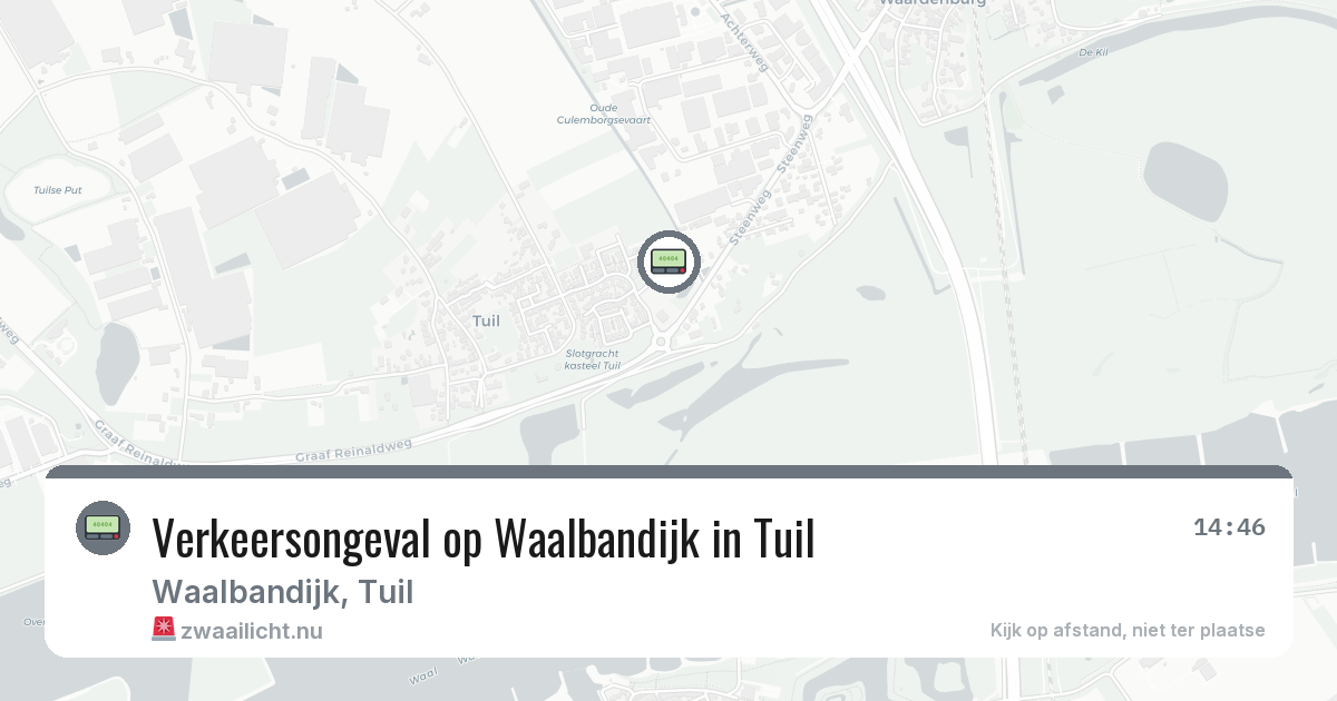 Verkeersongeval op Waalbandijk in Tuil — 9 mei 2026