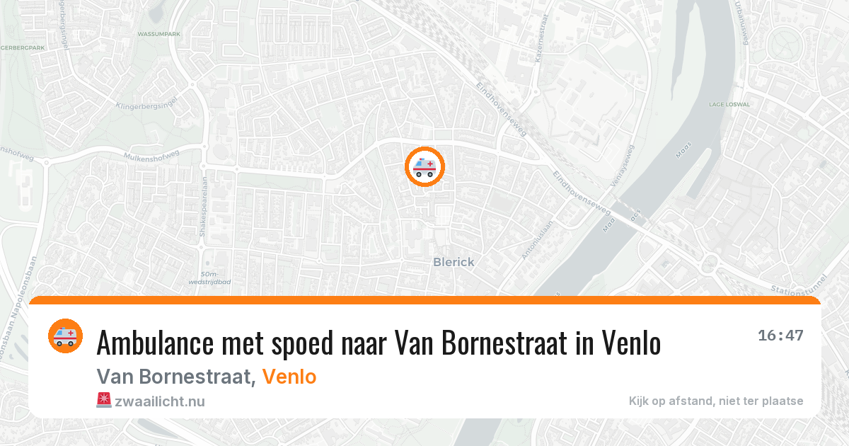 Ambulance met spoed naar Van Bornestraat in Venlo — 10 jul 2026