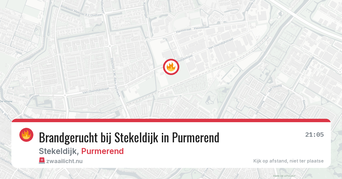Brandgerucht bij Stekeldijk in Purmerend — 10 jul 2026