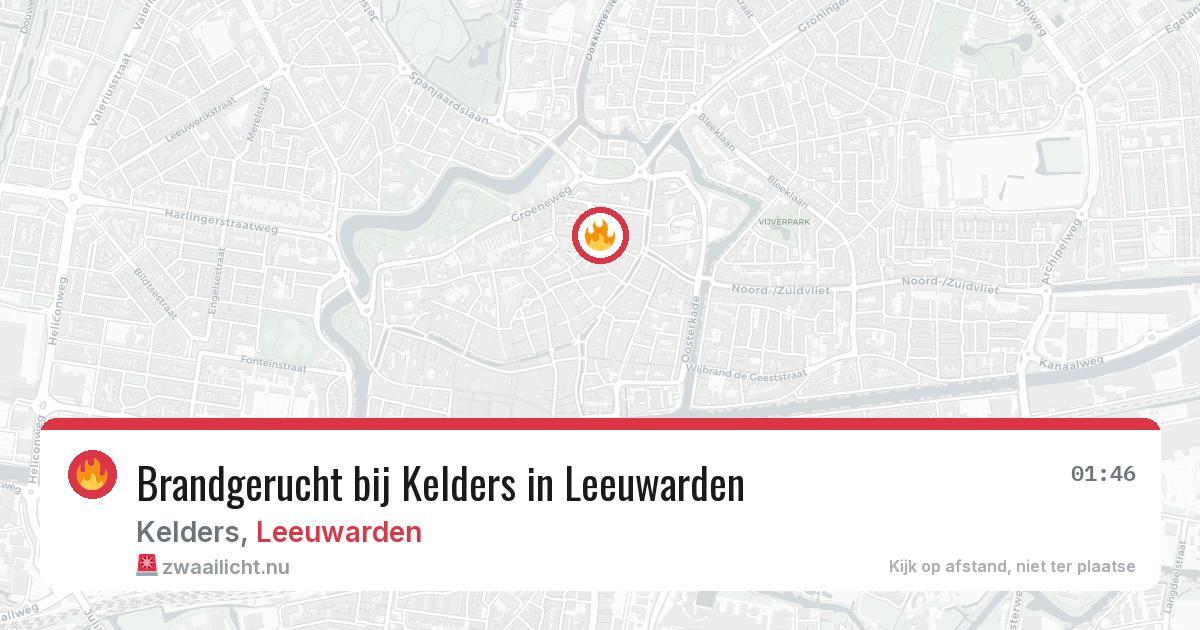 Brandgerucht bij Kelders in Leeuwarden — 16 mei 2026