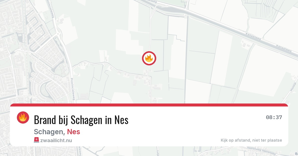 Brand bij Schagen in Nes — 22 jul 2026