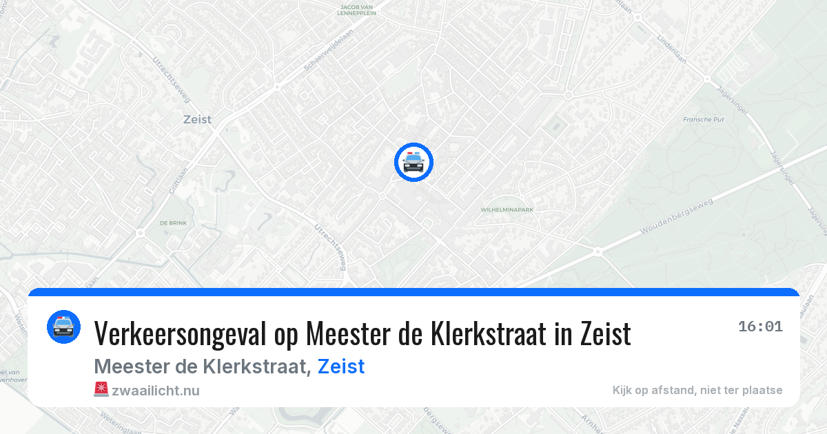 Verkeersongeval op Meester de Klerkstraat in Zeist — 26 apr 2026