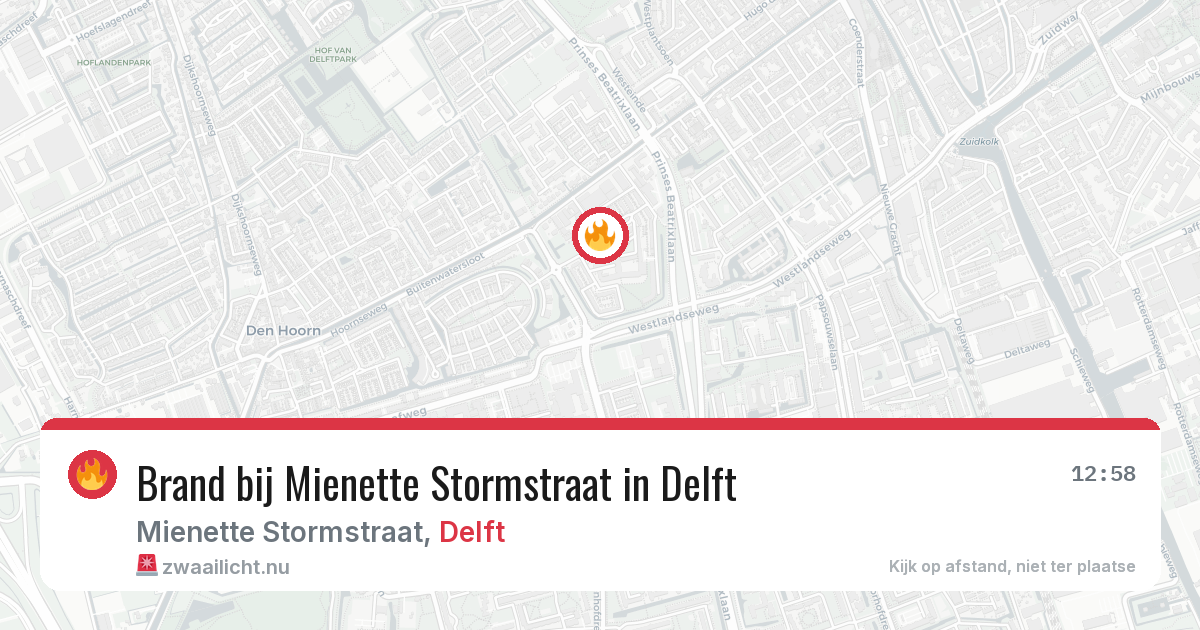 Brand bij Mienette Stormstraat in Delft — 21 jul 2026