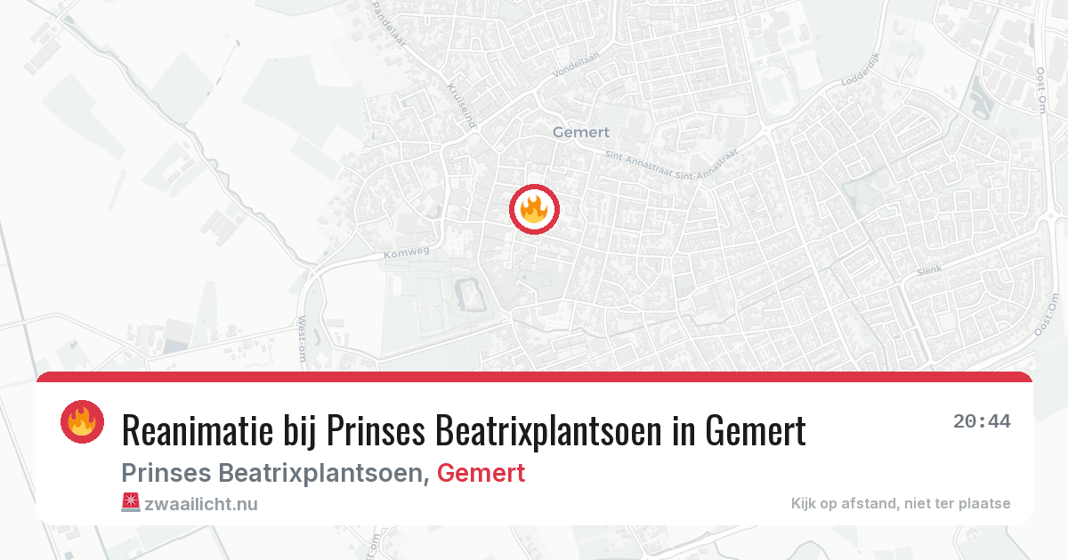 Reanimatie bij Prinses Beatrixplantsoen in Gemert — 21 mrt 2026