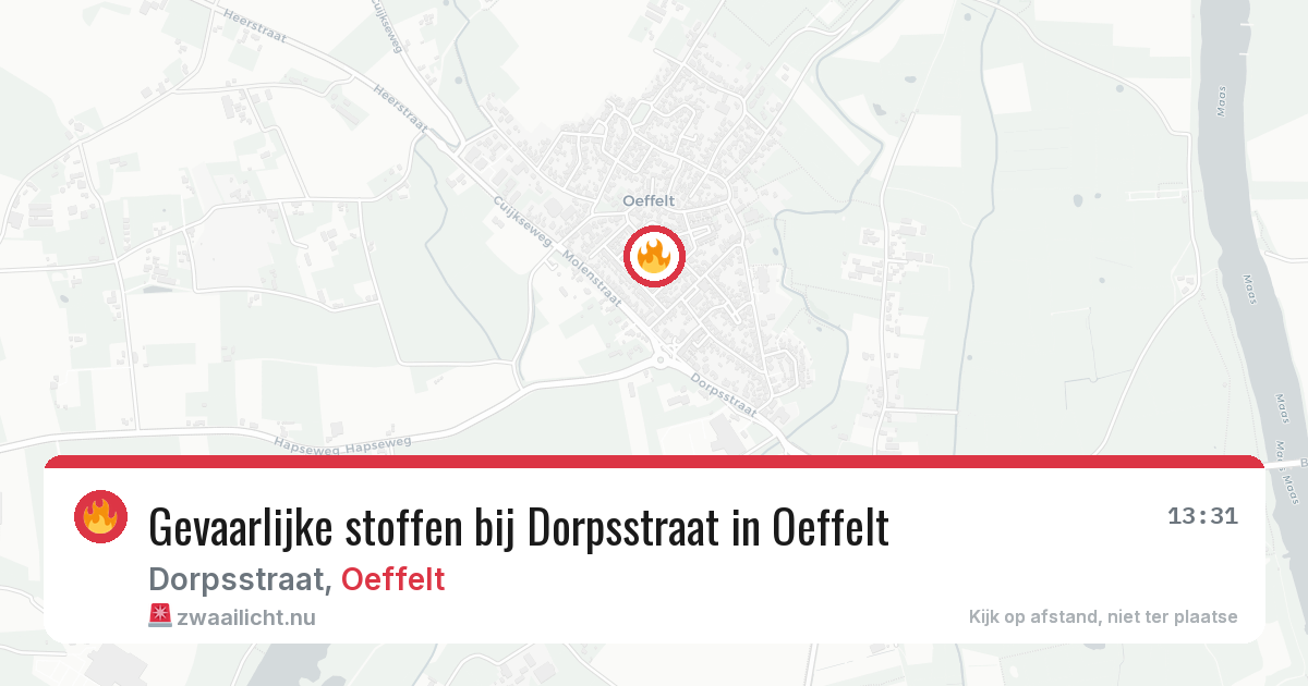 Gevaarlijke stoffen bij Dorpsstraat in Oeffelt — 22 apr 2026