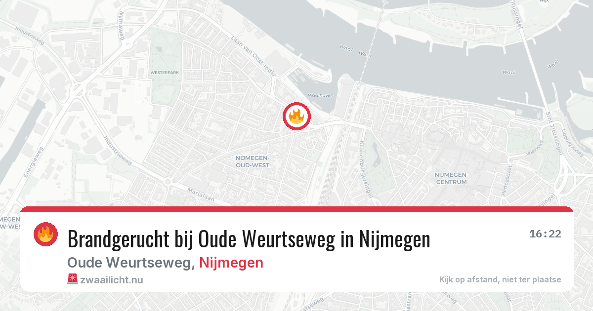 Brandgerucht bij Oude Weurtseweg in Nijmegen — 22 mrt 2026
