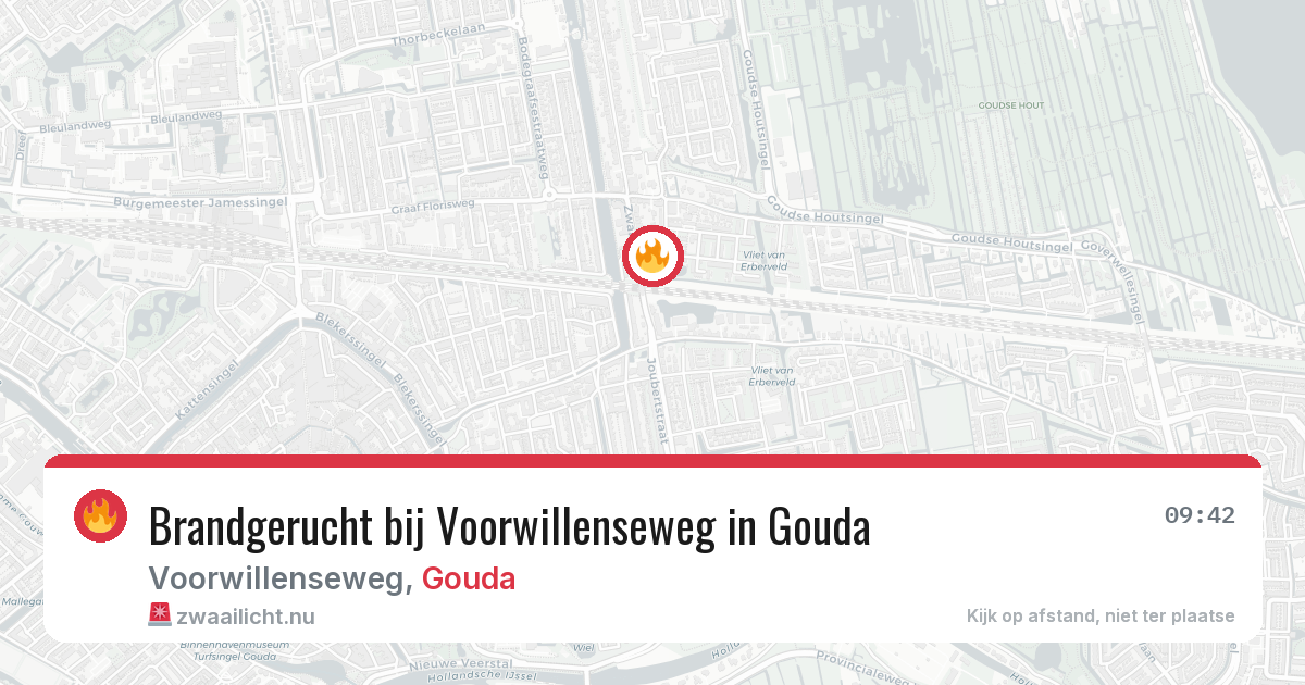 Brandgerucht bij Voorwillenseweg in Gouda — 25 mrt 2026