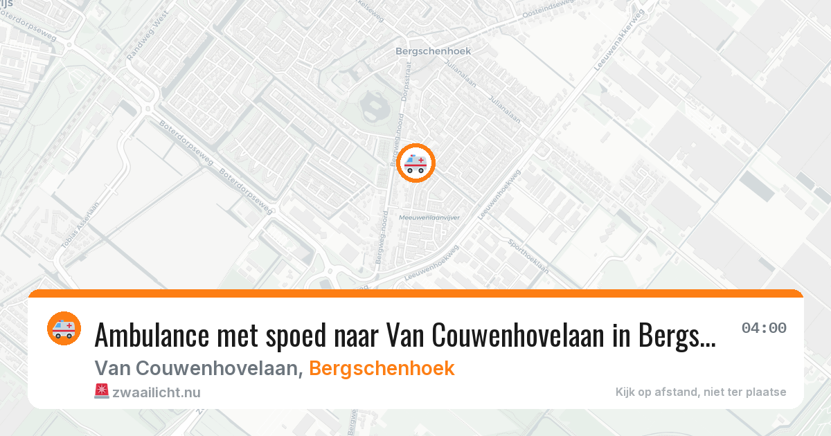 Ambulance met spoed naar Van Couwenhovelaan in Bergschenhoek — 29 mrt 2026