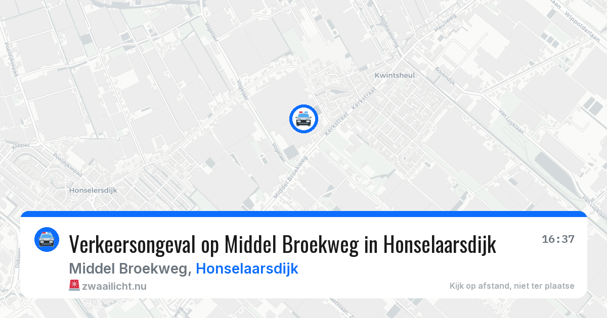 Verkeersongeval op Middel Broekweg in Honselaarsdijk — 13 apr 2026