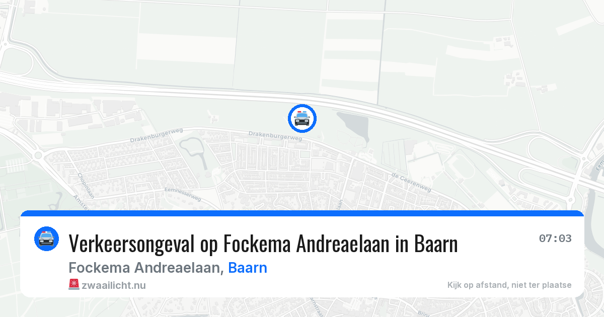 Verkeersongeval op Fockema Andreaelaan in Baarn — 1 mrt 2026