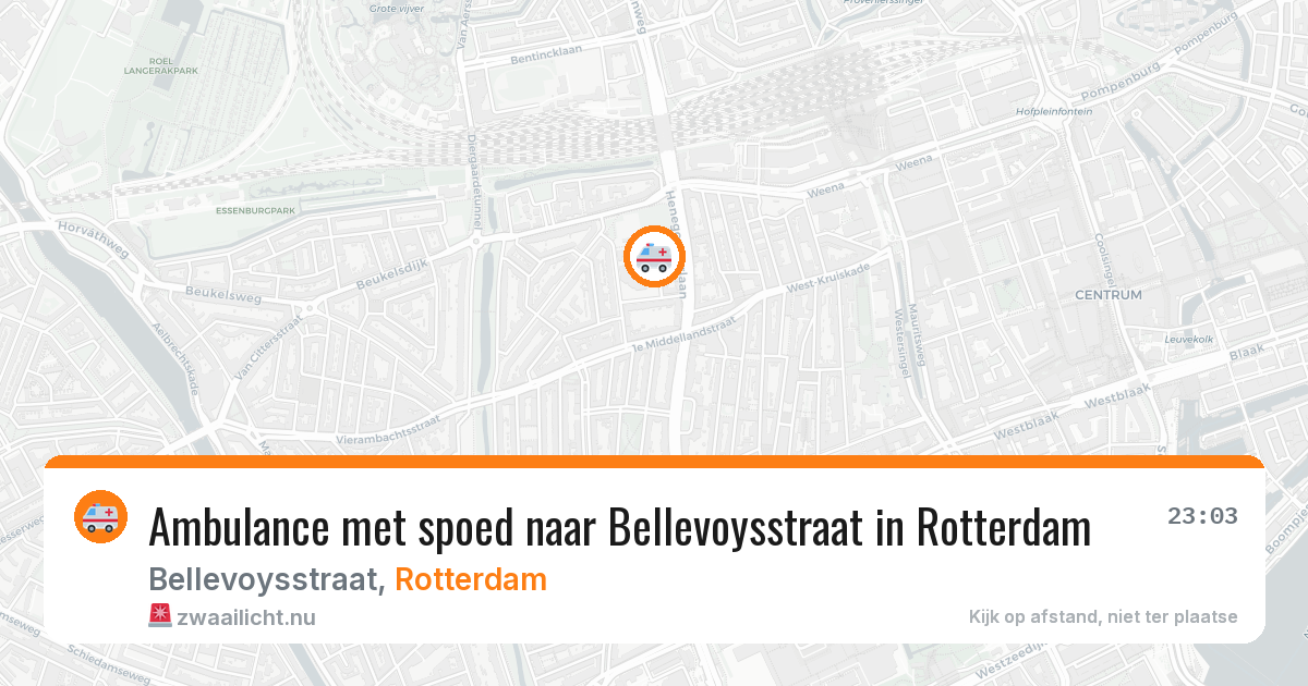 Ambulance met spoed naar Bellevoysstraat in Rotterdam — 22 mrt 2026