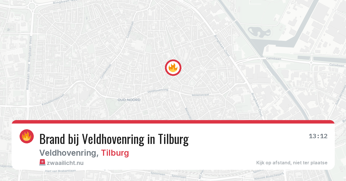 Brand bij Veldhovenring in Tilburg — 13 jul 2026