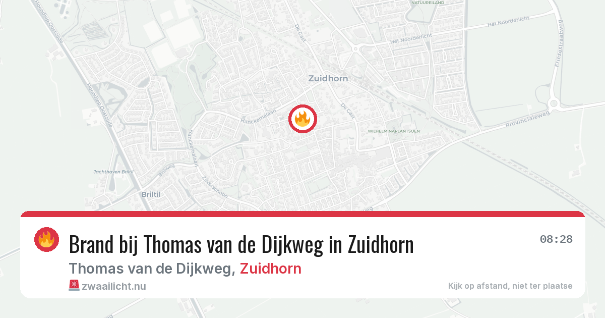 Brand bij Thomas van de Dijkweg in Zuidhorn — 31 mrt 2026