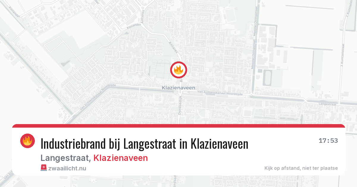 Industriebrand bij Langestraat in Klazienaveen — 3 mrt 2026