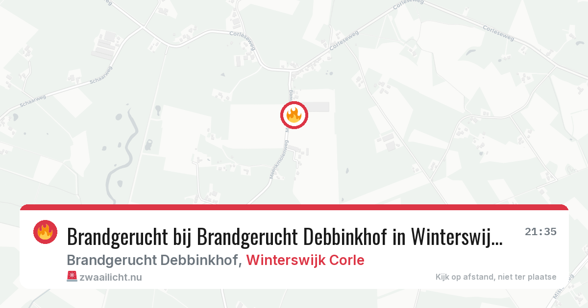 Brandgerucht bij Brandgerucht Debbinkhof in Winterswijk Corle — 7 feb 2026