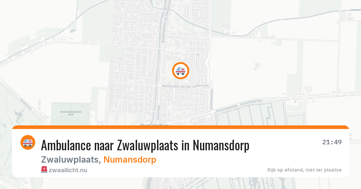Ambulance naar Zwaluwplaats in Numansdorp — 16 jul 2026