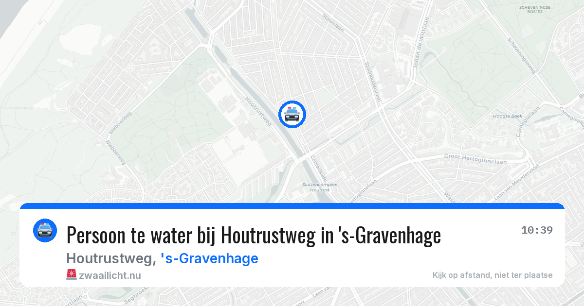 Persoon te water bij Houtrustweg in 's-Gravenhage — 16 jul 2026