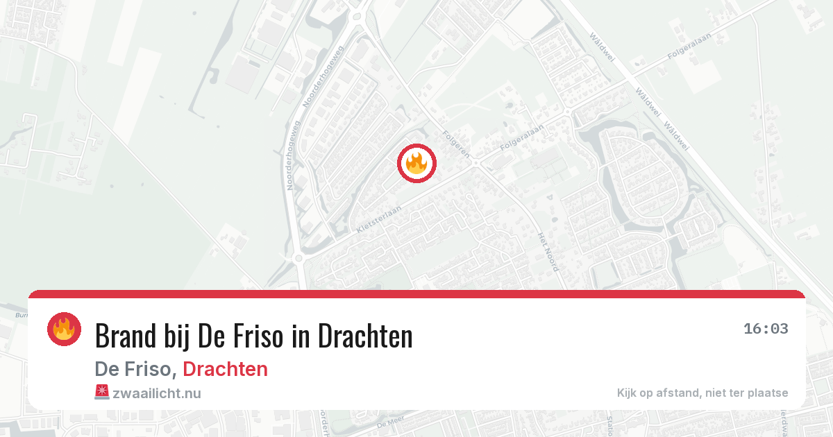 Brand bij De Friso in Drachten — 18 mrt 2026