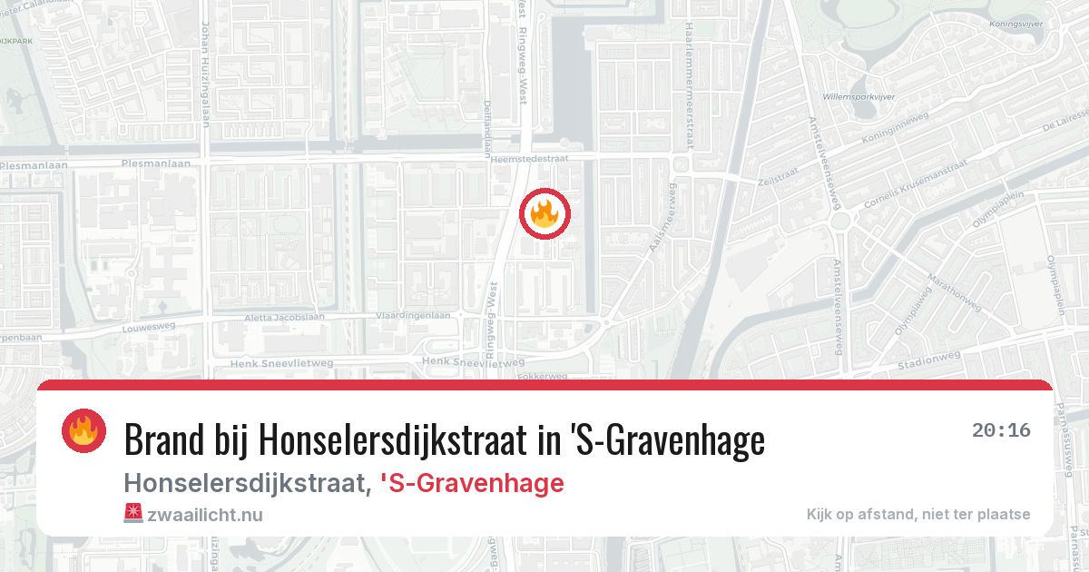 Brand bij Honselersdijkstraat in 'S-Gravenhage — 16 mrt 2026