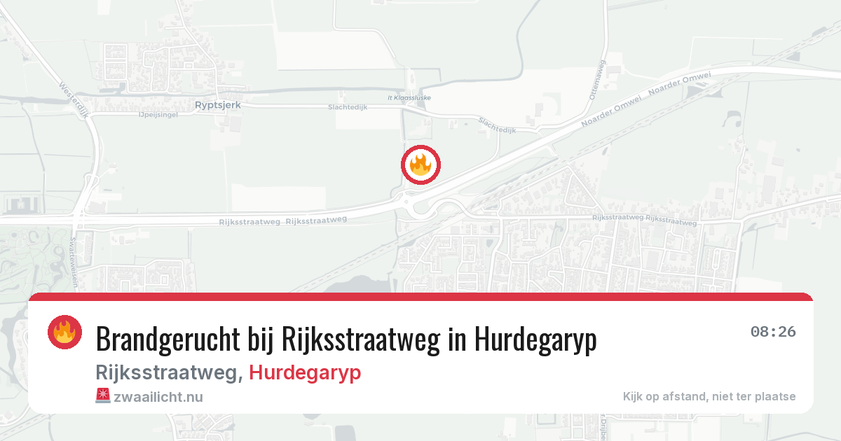 Brandgerucht bij Rijksstraatweg in Hurdegaryp — 24 mei 2026