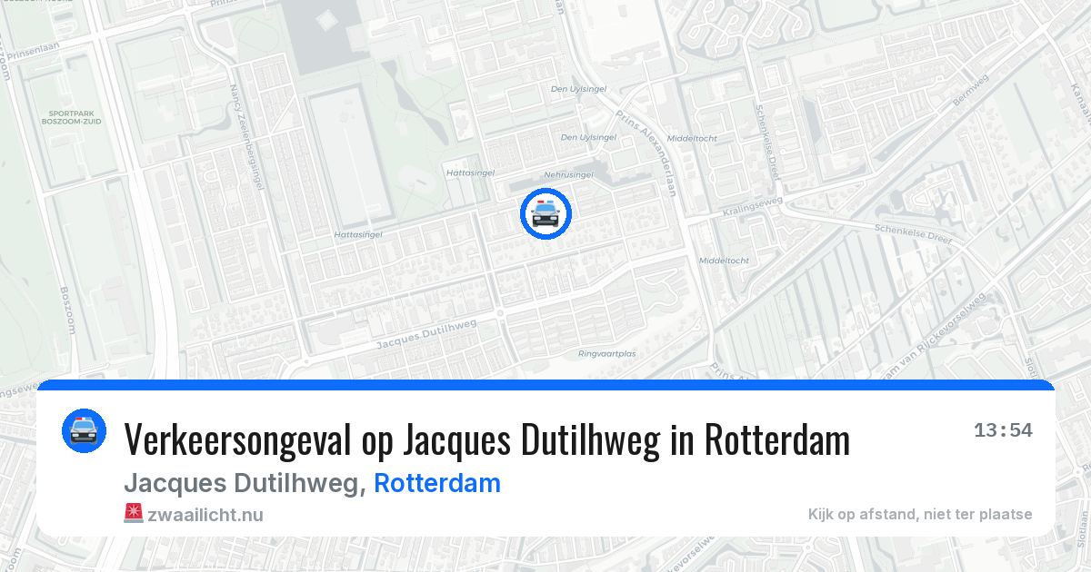 Verkeersongeval op Jacques Dutilhweg in Rotterdam — 20 jul 2026