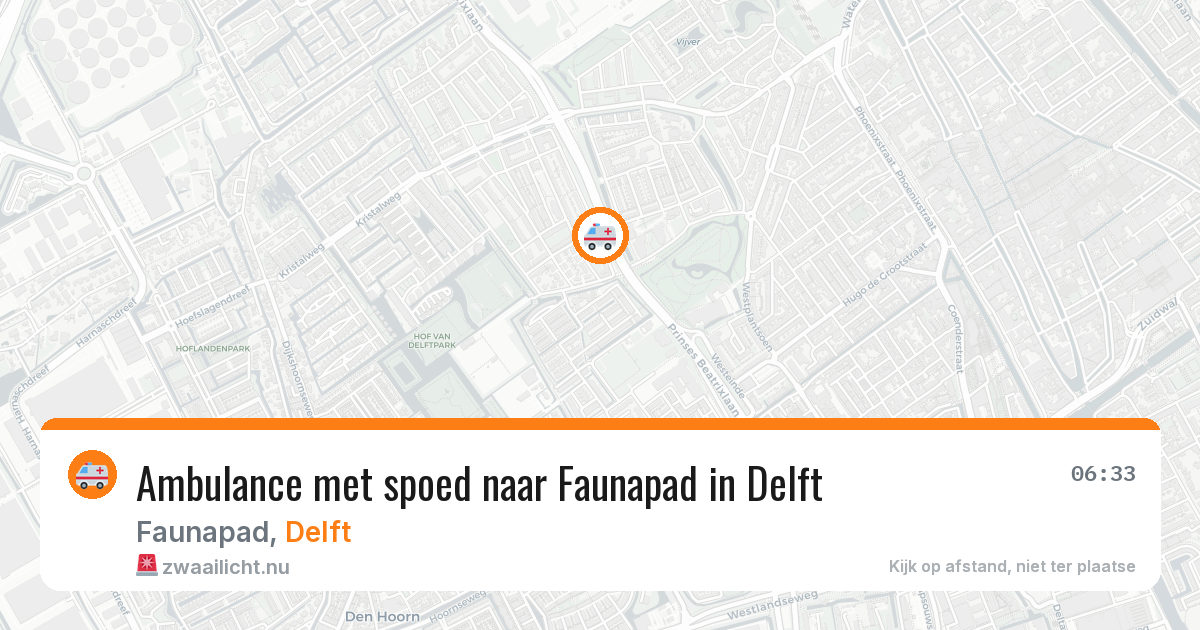 Ambulance met spoed naar Faunapad in Delft — 15 jul 2026