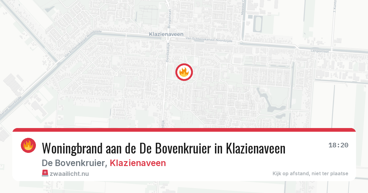 Woningbrand aan de De Bovenkruier in Klazienaveen — 15 mrt 2026