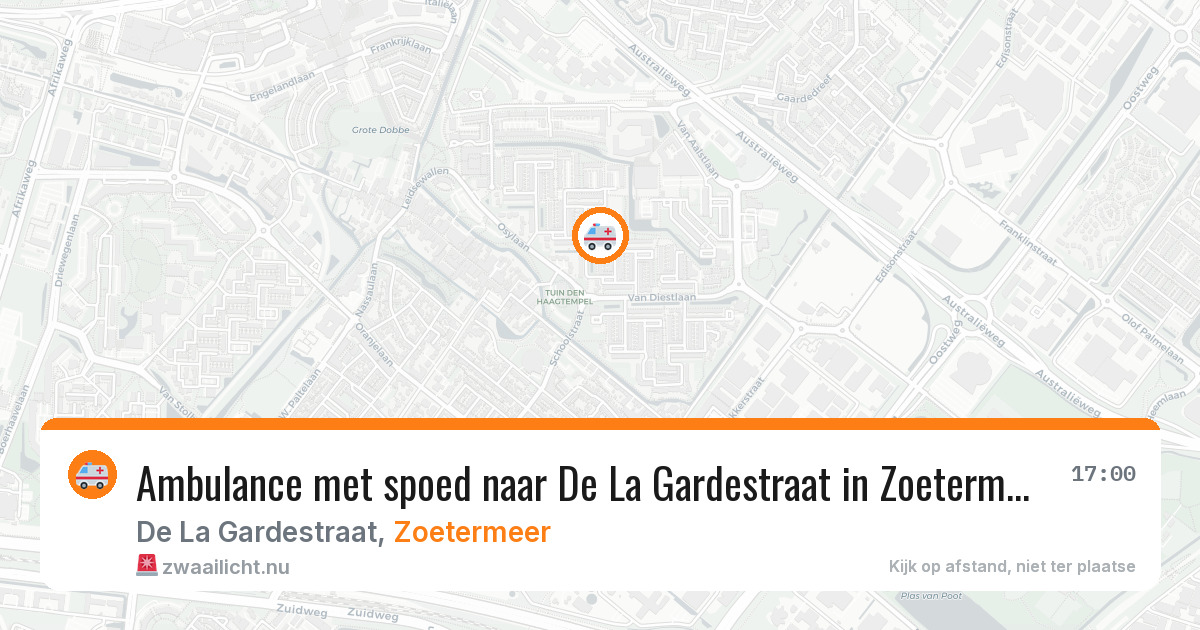 Ambulance met spoed naar De La Gardestraat in Zoetermeer — 16 jul 2026