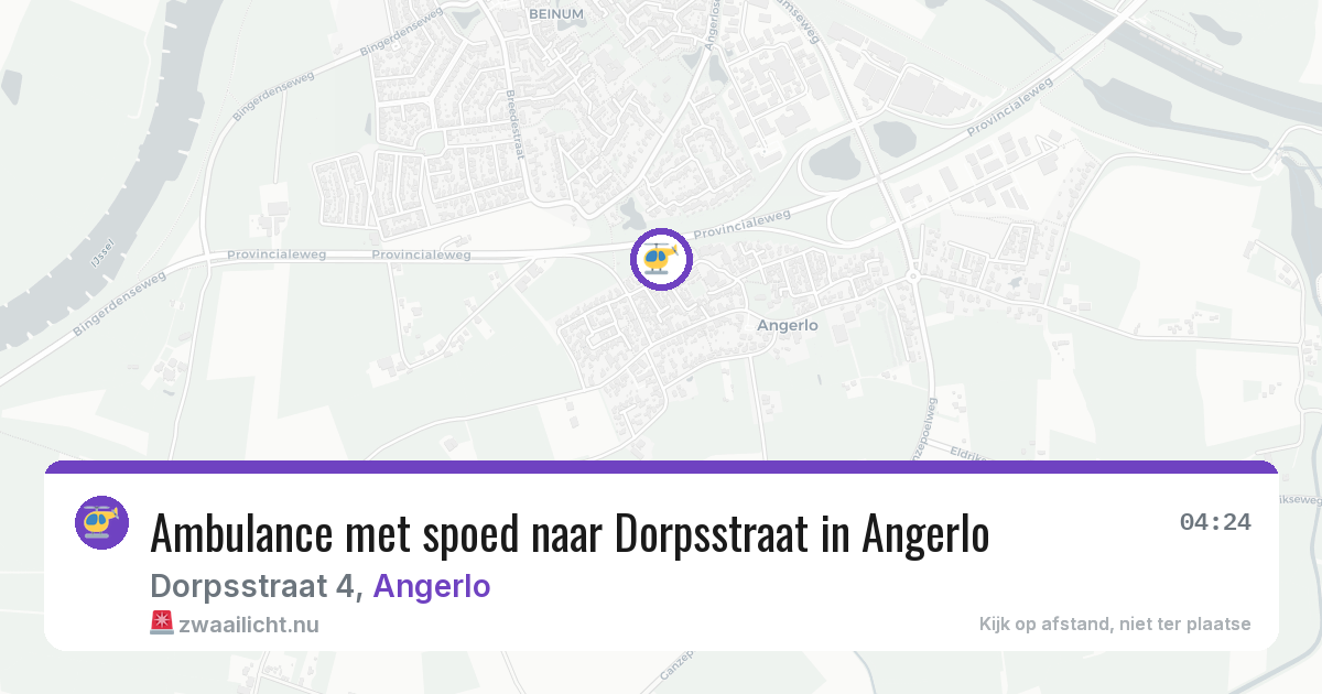 Ambulance met spoed naar Dorpsstraat in Angerlo — 17 jul 2026