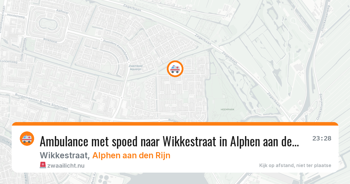 Ambulance met spoed naar Wikkestraat in Alphen aan den Rijn — 20 jul 2026