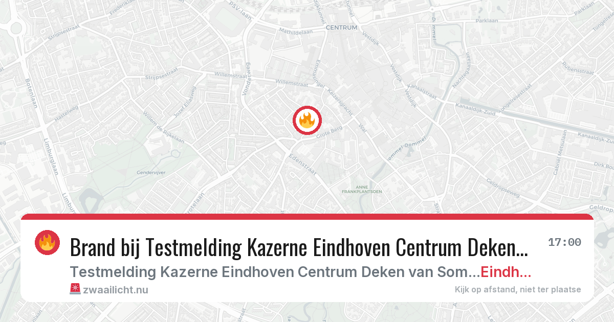 Brand bij Testmelding Kazerne Eindhoven Centrum Deken van Somerenstraat Eindhoven in Eindhoven — 13 jul 2026