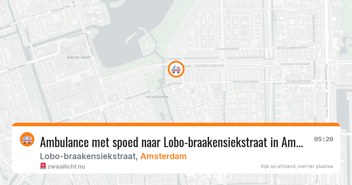 Ambulance met spoed naar Lobo-braakensiekstraat in Amsterdam — 15 mei 2026