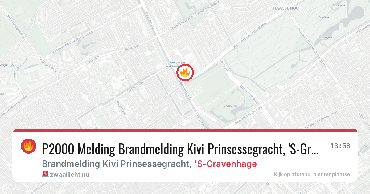 P2000 Melding Brandmelding Kivi Prinsessegracht, 'S-Gravenhage — 4 feb 2026