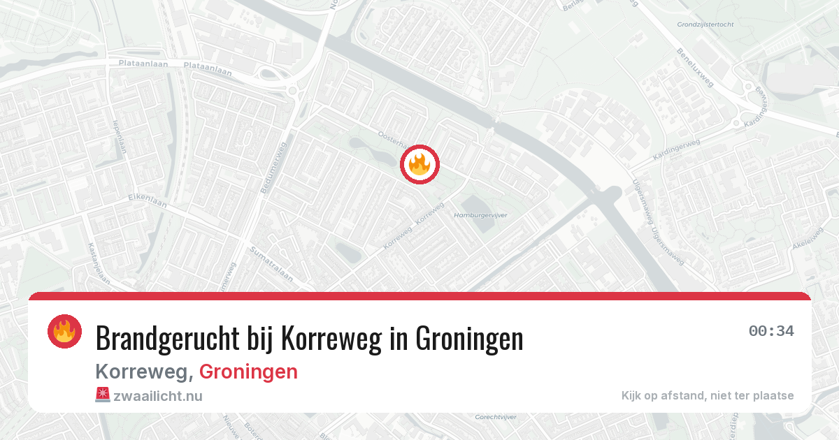 Brandgerucht bij Korreweg in Groningen — 12 mei 2026