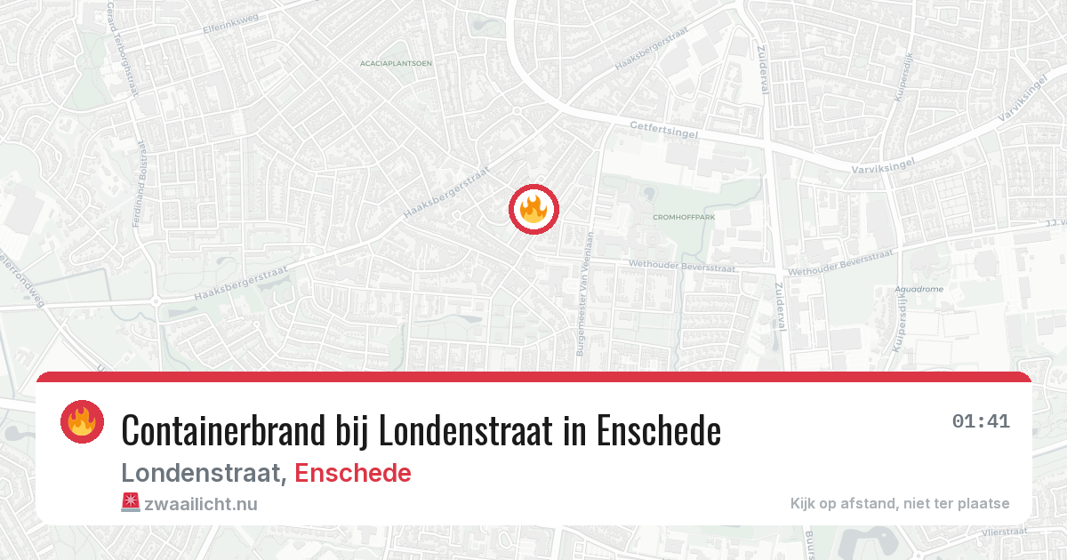 Containerbrand bij Londenstraat in Enschede — 22 apr 2026