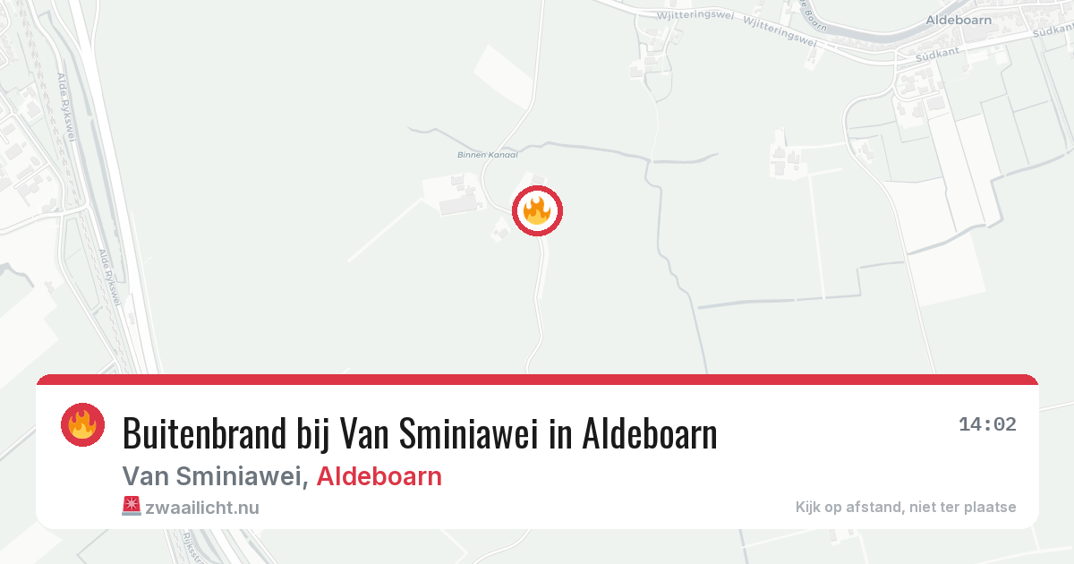 Buitenbrand bij Van Sminiawei in Aldeboarn — 27 apr 2026