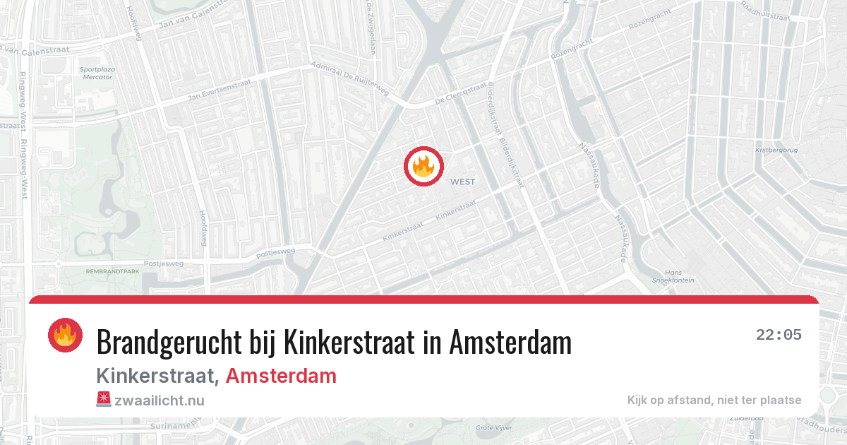 Brandgerucht bij Kinkerstraat in Amsterdam — 29 mrt 2026