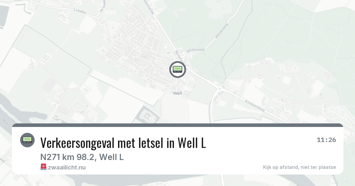 Verkeersongeval met letsel in Well L — 11 jul 2026