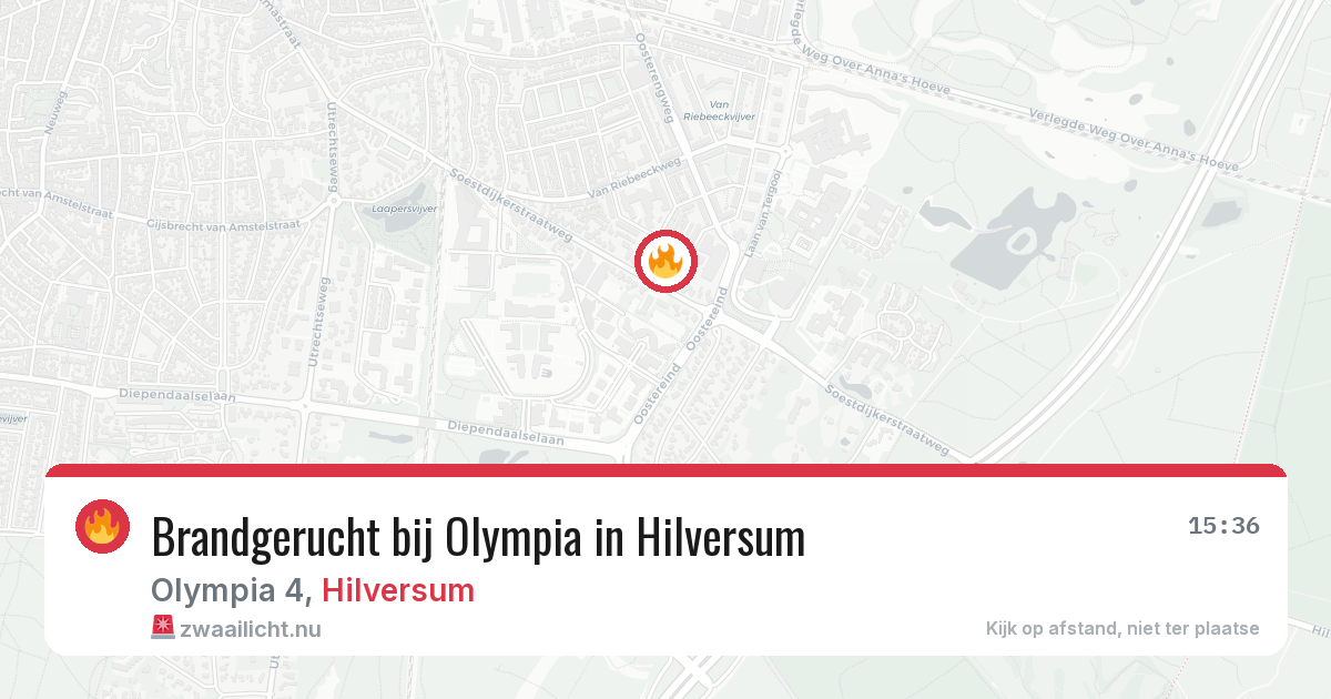 Brandgerucht bij Olympia in Hilversum — 1 jun 2026