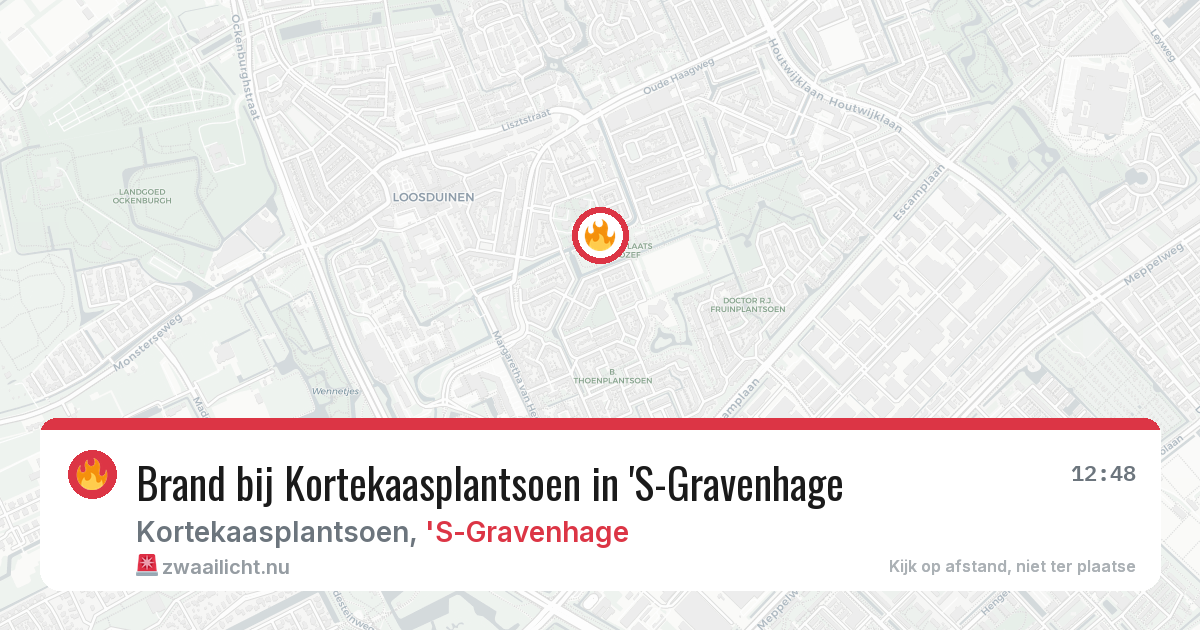 Brand bij Kortekaasplantsoen in 'S-Gravenhage — 13 mei 2026