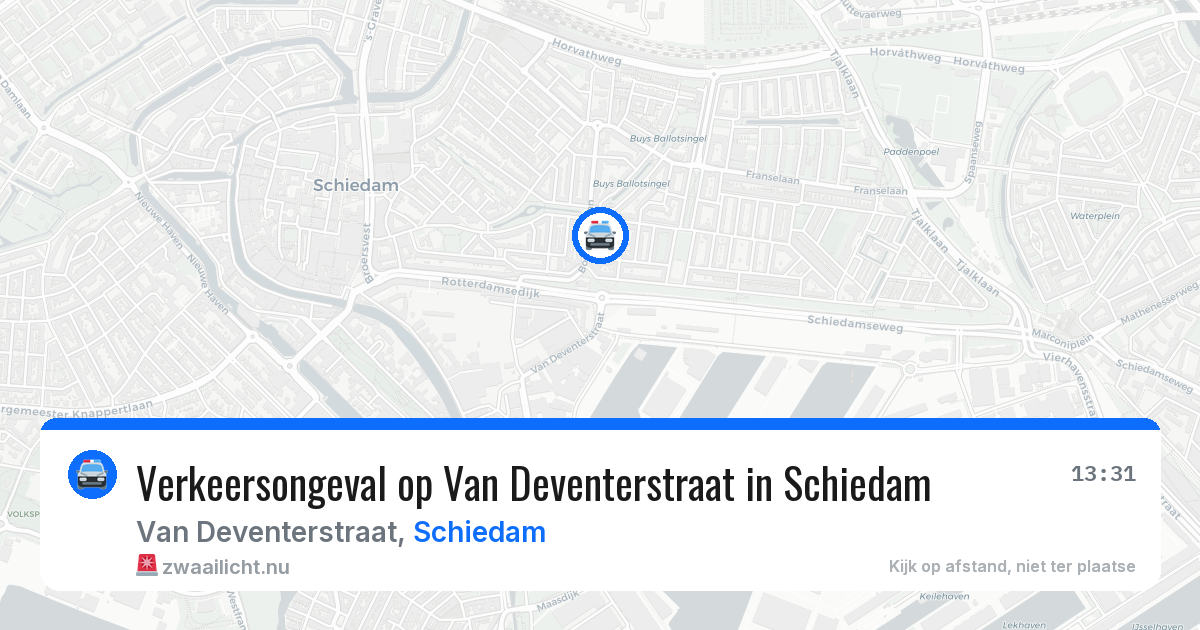 Verkeersongeval op Van Deventerstraat in Schiedam — 22 jul 2026