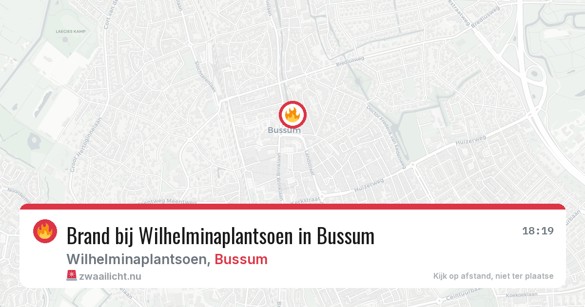 Brand bij Wilhelminaplantsoen in Bussum — 5 jun 2026