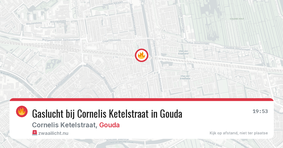 Gaslucht bij Cornelis Ketelstraat in Gouda — 24 jul 2026