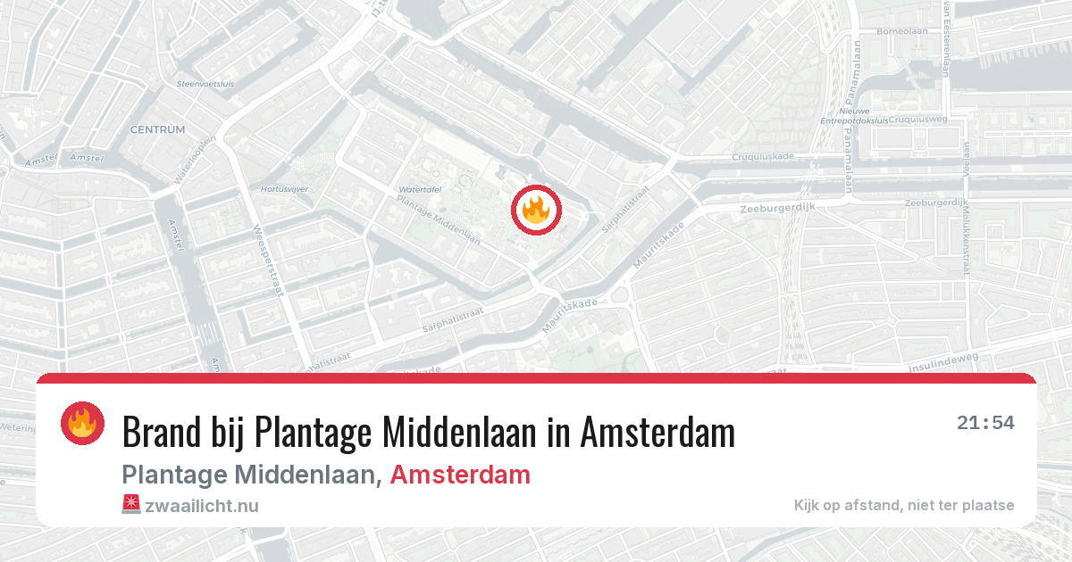 Brand bij Plantage Middenlaan in Amsterdam — 22 mrt 2026