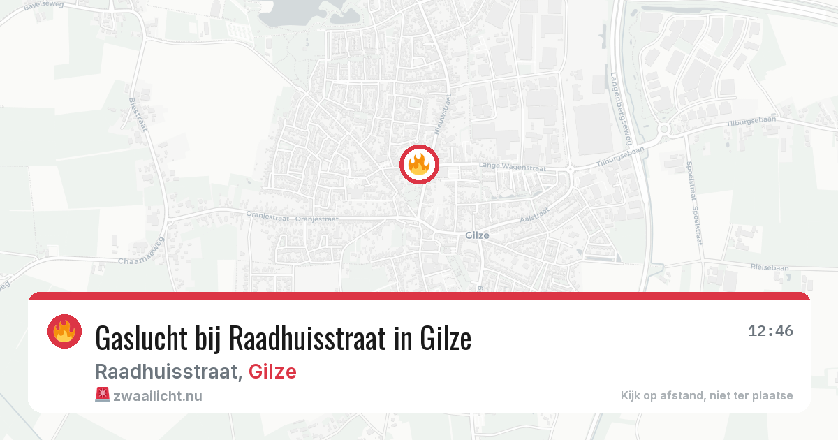 Gaslucht bij Raadhuisstraat in Gilze — 23 mrt 2026