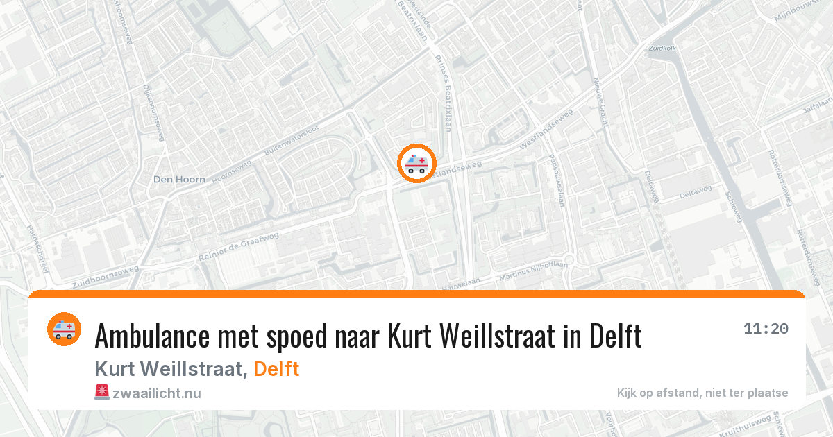 Ambulance met spoed naar Kurt Weillstraat in Delft — 21 jul 2026