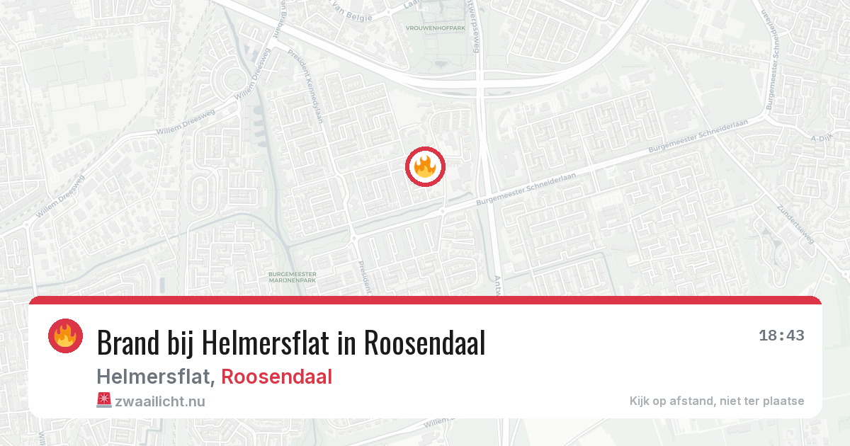 Brand bij Helmersflat in Roosendaal — 25 jul 2026