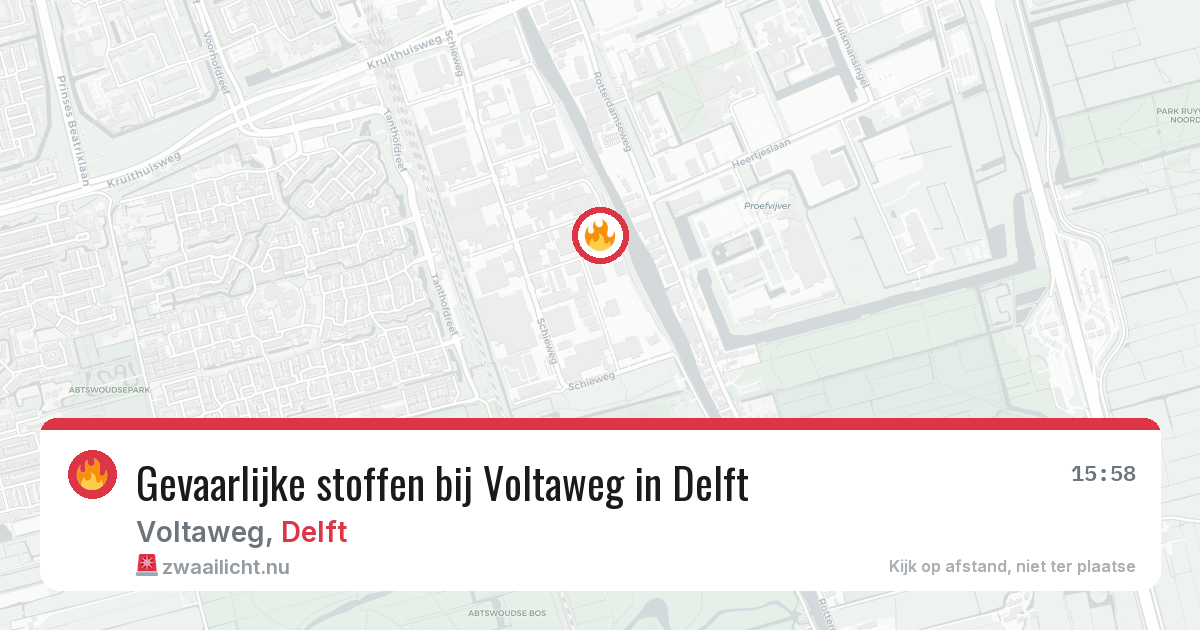 Gevaarlijke stoffen bij Voltaweg in Delft — 30 mrt 2026